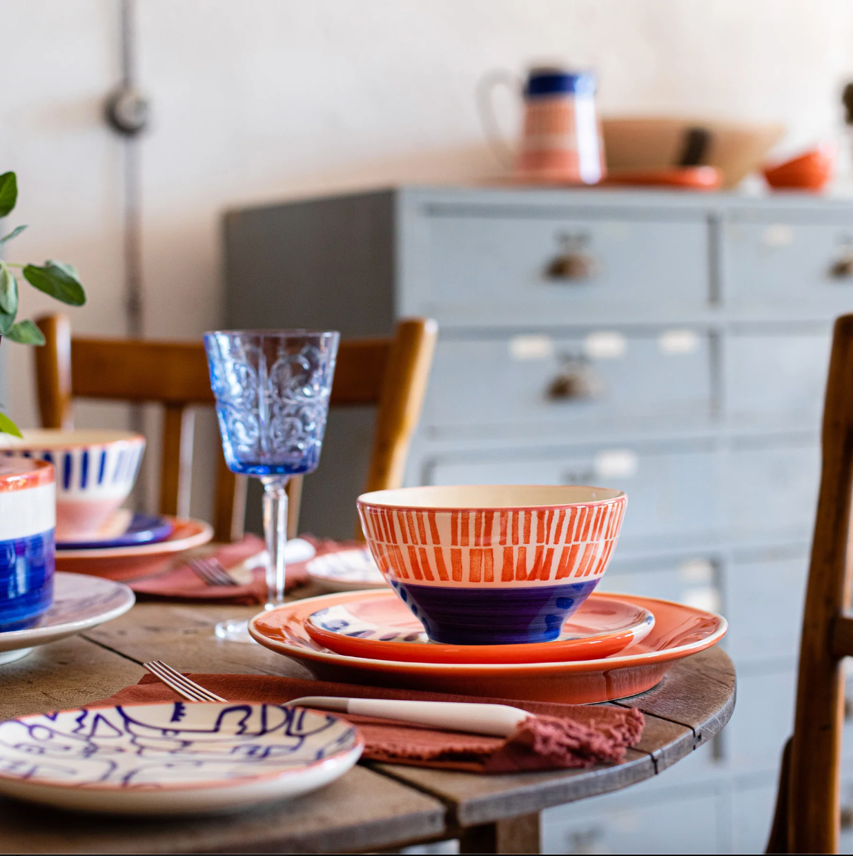 VIETRI Moda Stripe Salad Plate