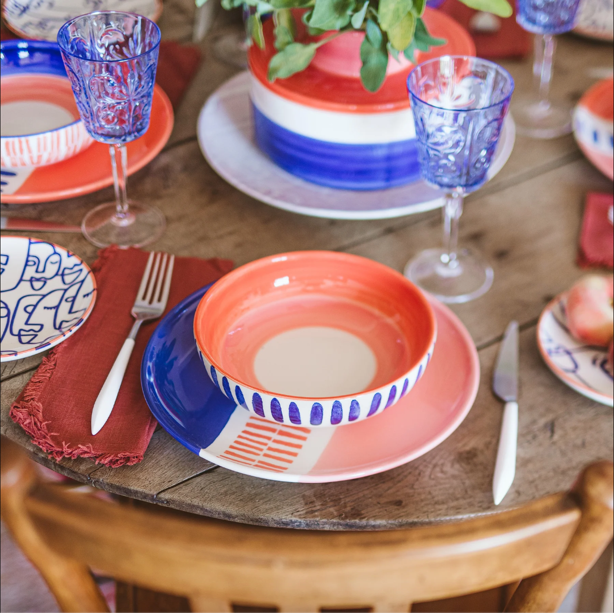 VIETRI Moda Stripe Pasta Bowl