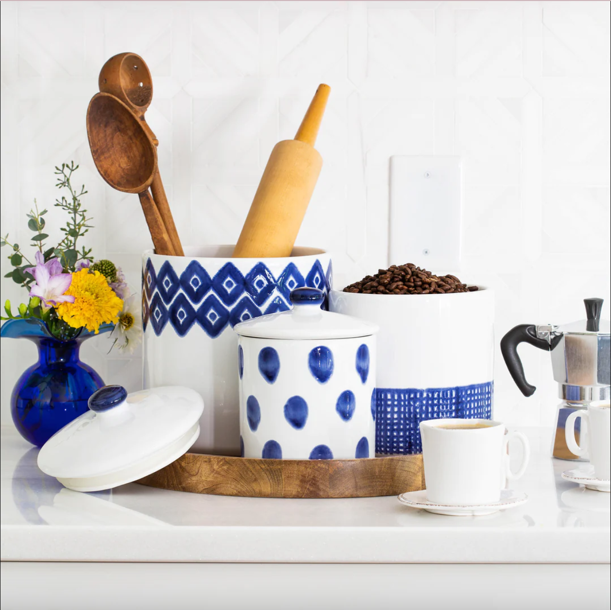 VIETRI Santorini Dot Small Canister