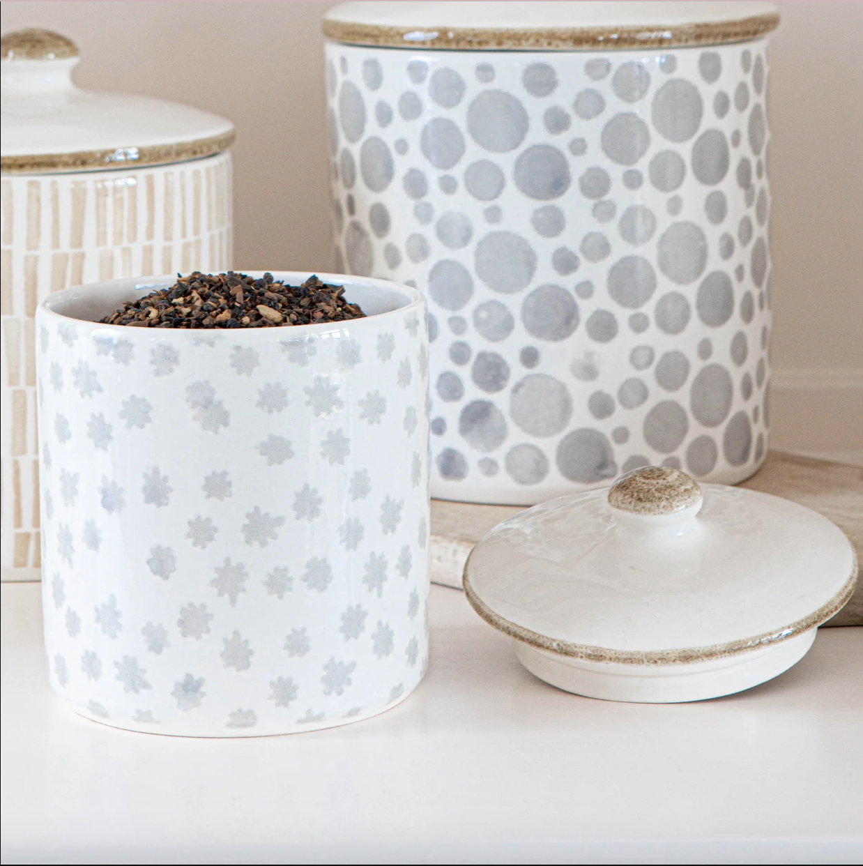 VIETRI Earth Flower Small Canister