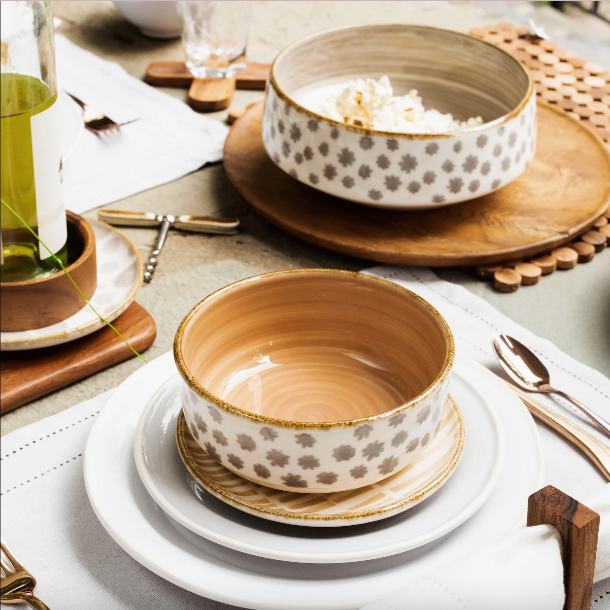 VIETRI Earth Flower Medium Shallow Bowl