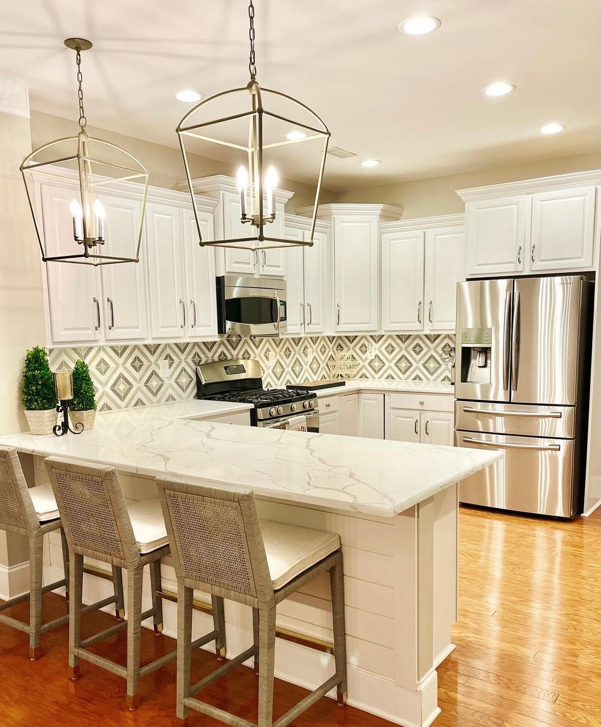 Photo showcasing a completed kitchen remodeling project by Lori Savio